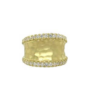 14kt Green Gold Hammered Ring with .64cts Diamonds $4,799