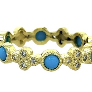 RZ 6893 14kt Green Gold Turquoise Band with .24cts Diamonds $2,499