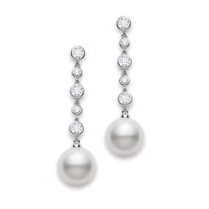 Mikimoto diamond & pearl drop earrings