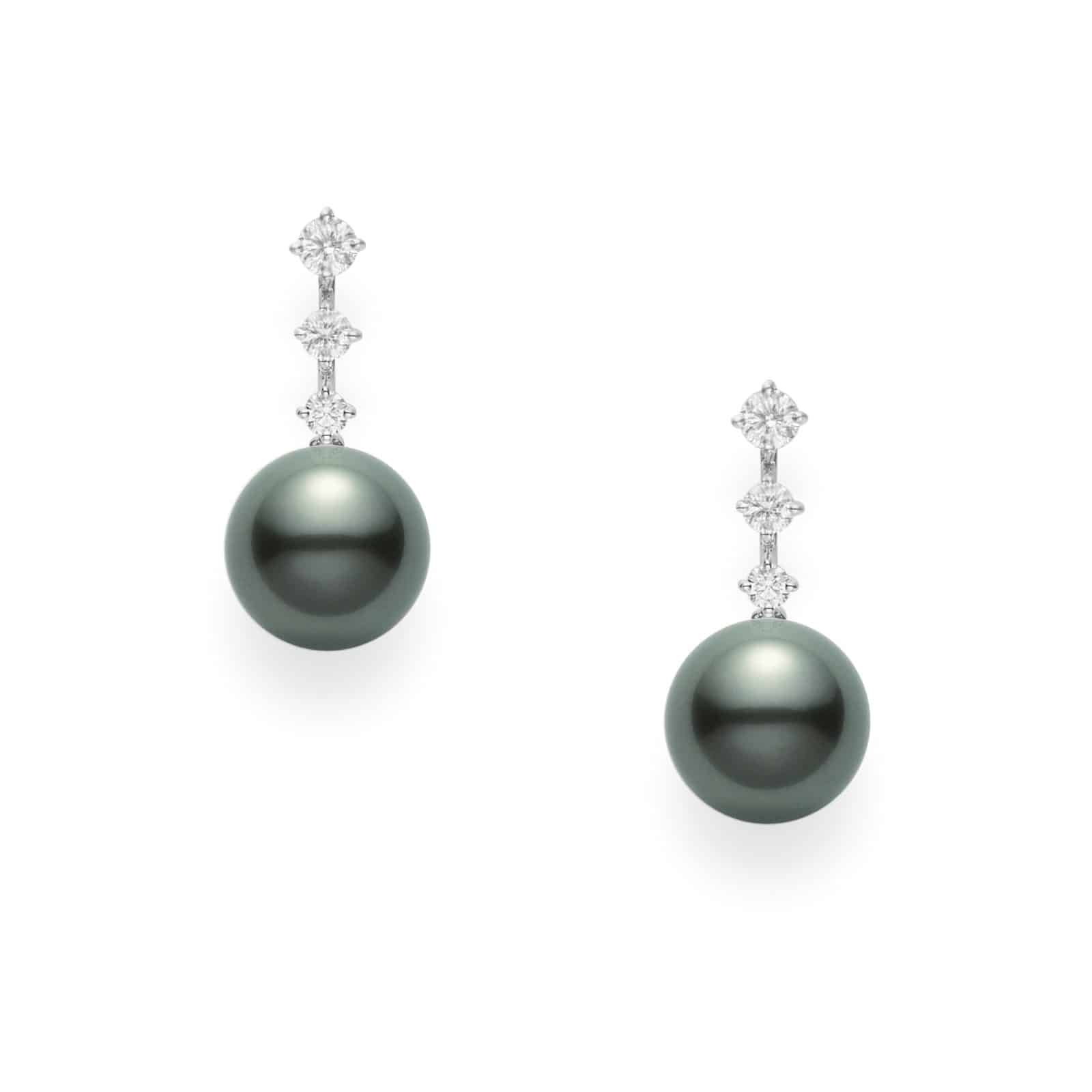 Mikimoto Black South Sea pearl & diamond drop earrings