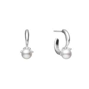 Mikimoto white gold & pearl hoop earrings