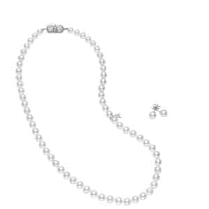 Akoya Cultured Pearl 18 Inch Two-Piece Set in 18K White Gold