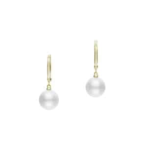 Mikimoto White South Sea Cultured Pearl Earrings in 18K Yellow Gold