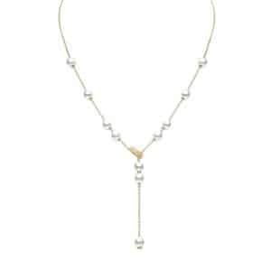 Mikimoto Pearls in Motion Akoya Cultured Pearl Necklace in 18K Yellow Gold