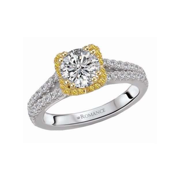 Fancy Yellow Diamond Split Shank Engagement Ring