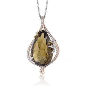 Free Form Diamond Halo Citrine Necklace