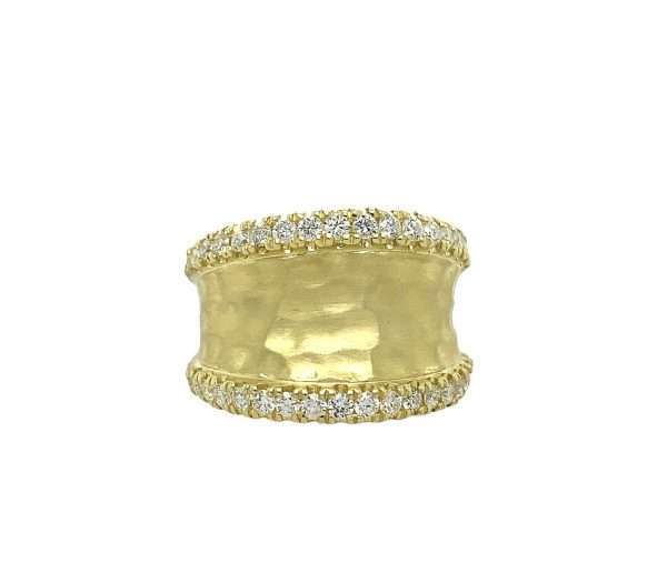 14kt Green Gold Hammered Ring with .64cts Diamonds $4,799