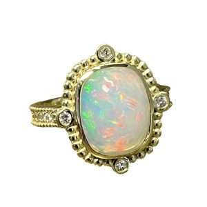 RZ 7347 14kt Green Gold 2.79ct Opal Ring with .22cts Diamonds $3199