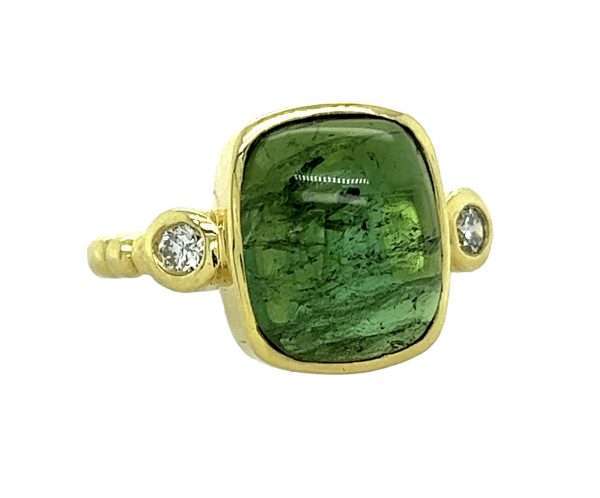 14kt Green Tourmaline Cabochon Ring with .20cts Diamonds $3,299