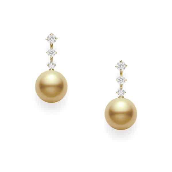 Mikimoto Golden South Sea pearl & diamond drop earrings