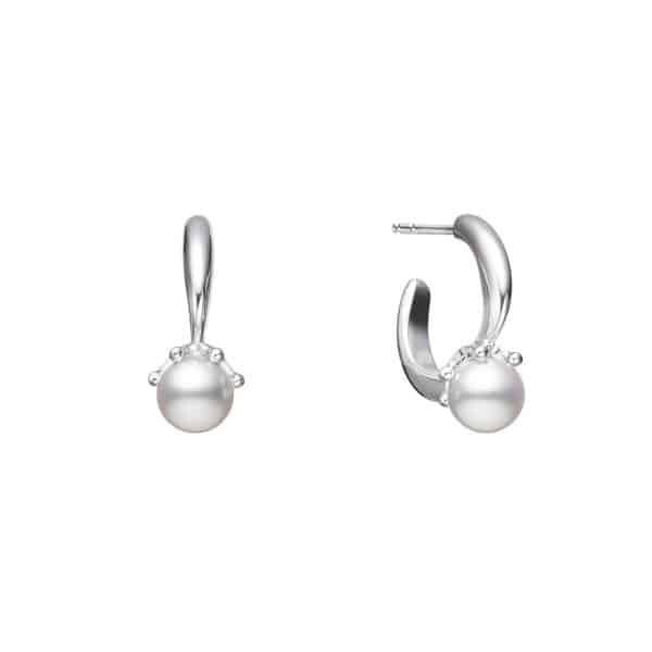 Mikimoto white gold & pearl hoop earrings