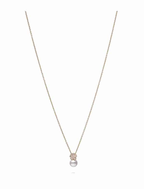 Mikimoto Akoya Cultured Pearl Cherry Blossom Pendant with Diamonds