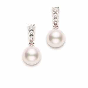 Morning Dew Akoya Cultured Pearl Earrings in 18K Rose Gold