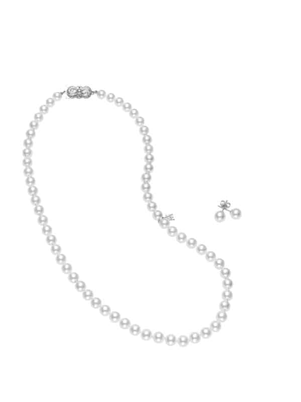 Akoya Cultured Pearl 18 Inch Two-Piece Set in 18K White Gold