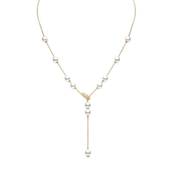 Mikimoto Pearls in Motion Akoya Cultured Pearl Necklace in 18K Yellow Gold