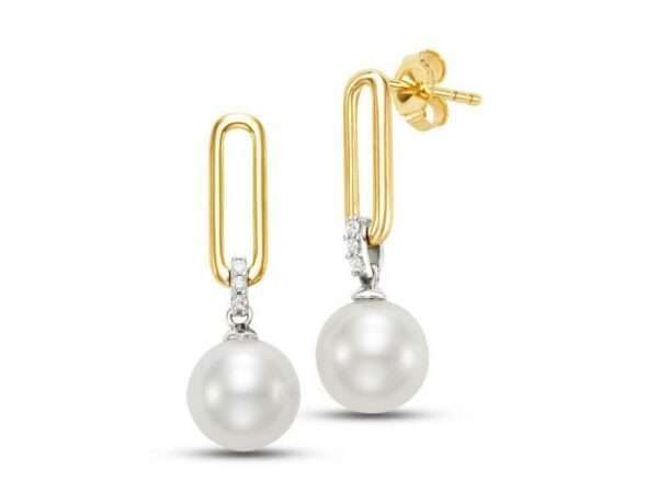 Mastoloni Pearls diamond & pearl link earrings