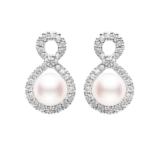 Mikimoto Infinity Loop Diamond & Pearl Earrings