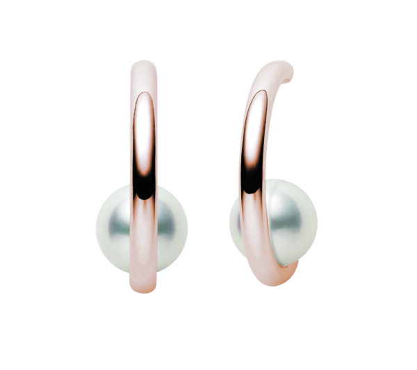 Mikimoto Rose Gold & Pearl Hoop Earrings