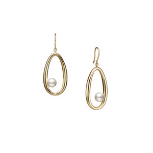 Gold Teardrop & Pearl Earrings