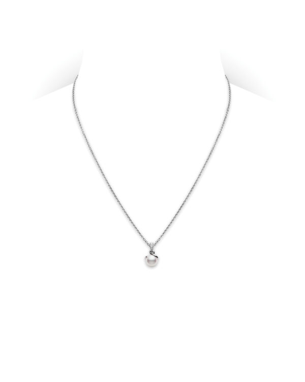 Mikimoto white gold, pearl, and diamond necklace