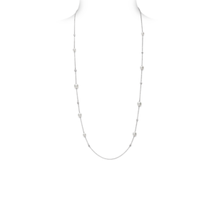 Akoya Cultured Pearl and Diamond Station Necklace