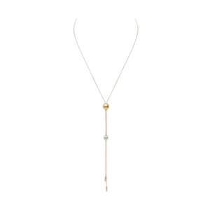 Golden South Sea Pearl & Diamond Lariat Necklace