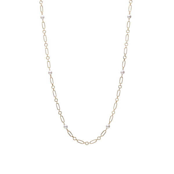 Mikimoto Gold Link & Akoya Pearl Station Necklace