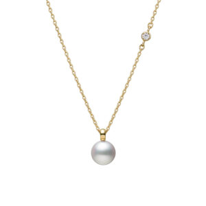 Mikimoto Gold & Pearl Pendant with Diamond Accent