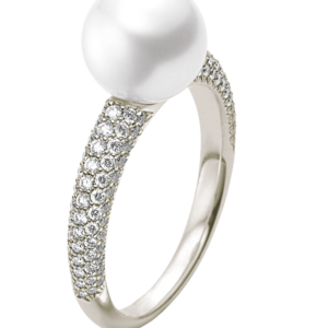 Mikimoto white gold, diamond and pearl ring