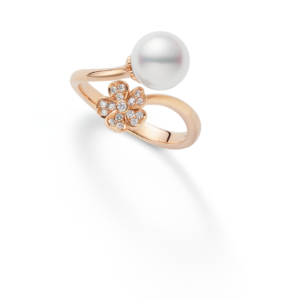 Mikimoto Rose Gold Cherry Blossom & Pearl Ring