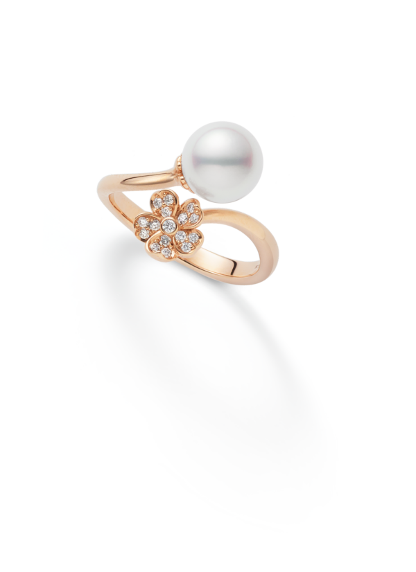 Mikimoto Rose Gold Cherry Blossom & Pearl Ring