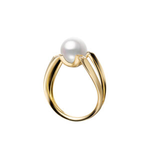 Mikimoto Akoya Pearl & Gold Prong Ring