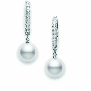 Mikimoto pearl & diamond hoop earrings