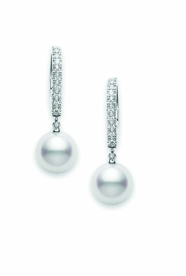 Mikimoto pearl & diamond hoop earrings