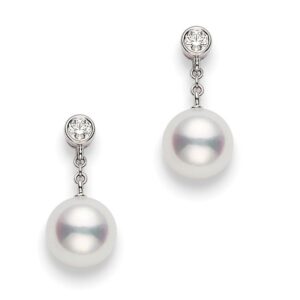 Mikimoto pearl and diamond drop earrings