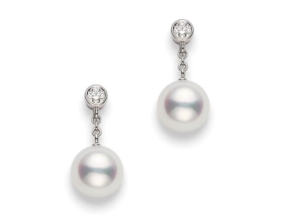 Mikimoto pearl and diamond drop earrings