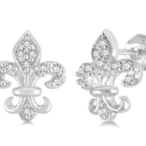 10KW Petite Fleur De Lis Diamond Earrings-.07tdw