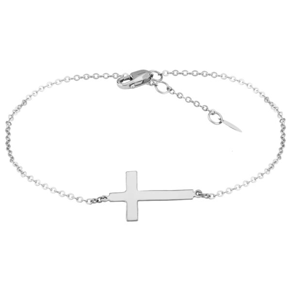 Sideways Polished Cross Bracelet