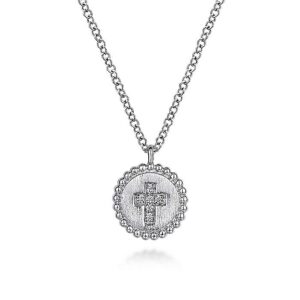 Gabriel Sterling Silver, Diamond Cross Necklace, 0.04tdw Serial#S1745260