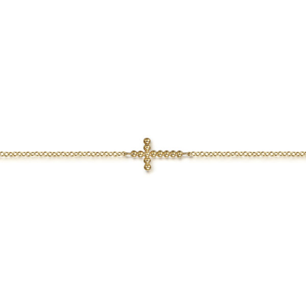 14ky Plain Gold Bujukan Cross Bracelet- 7", Serial# S1999323