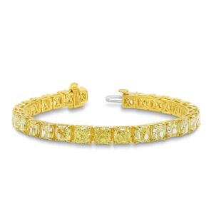 Radiant Fancy Light Yellow Diamond Tennis Bracelet