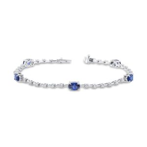 Oval Shaped Blue Sapphire Tennis Bracelet