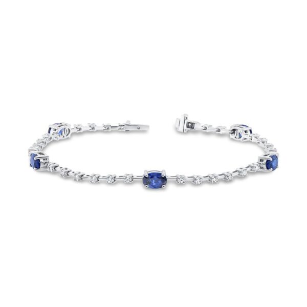Oval Shaped Blue Sapphire Tennis Bracelet