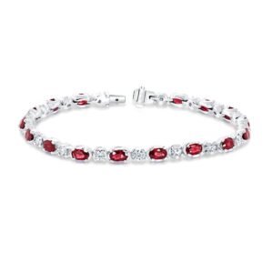 Strand Oval Shaped Ruby Link Bracelet