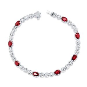 Strand Oval Shaped Ruby Link Bracelet