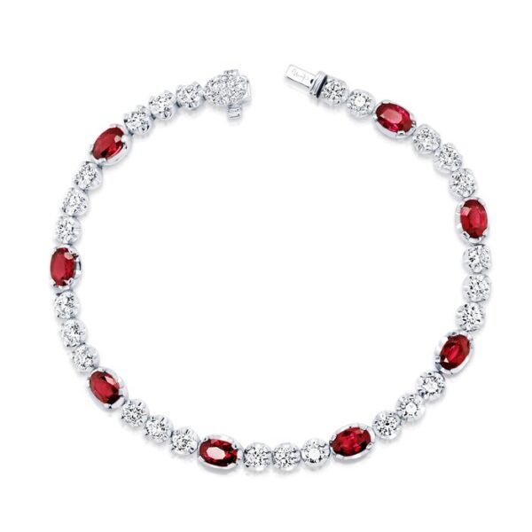 Strand Oval Shaped Ruby Link Bracelet