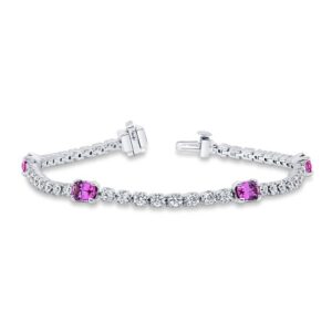 Cushion Cut Pink Sapphire Link Bracelet