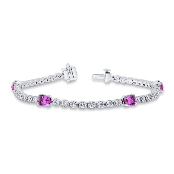 Cushion Cut Pink Sapphire Link Bracelet