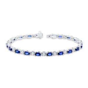 Strand Oval Shaped Blue Sapphire Link Bracelet