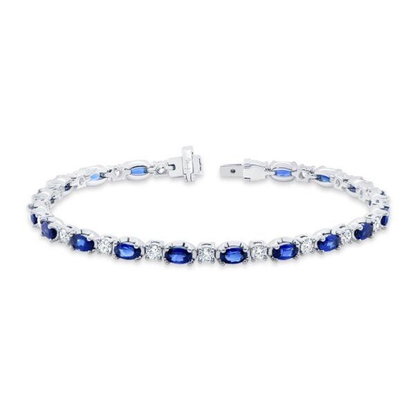 Strand Oval Shaped Blue Sapphire Link Bracelet